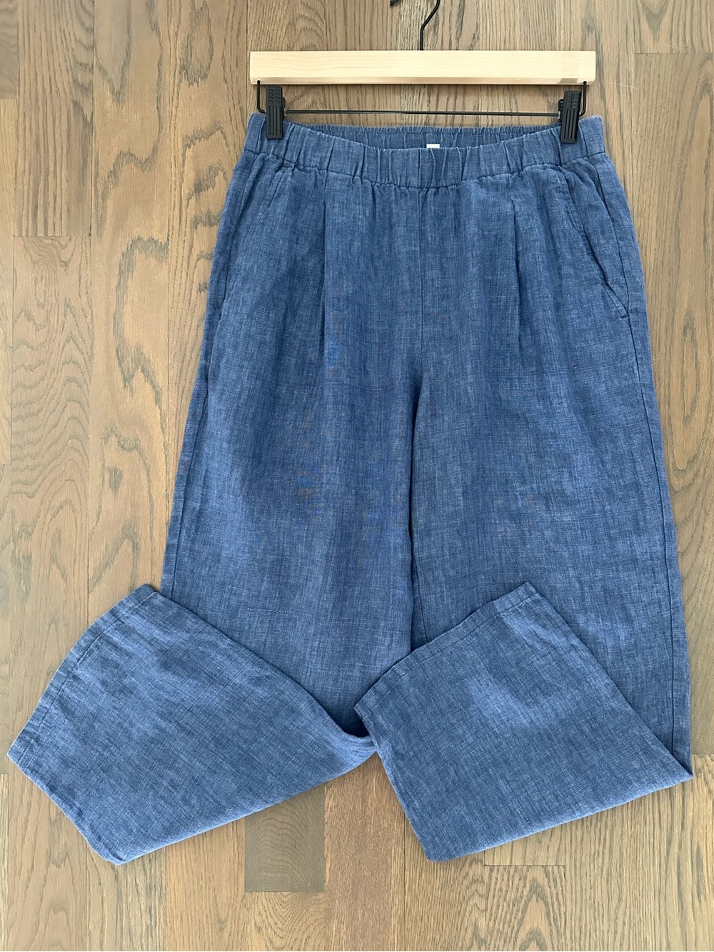 Eileen Fisher Washed Organic Linen Délavé Lantern Pant in Light Indigo Blue XS